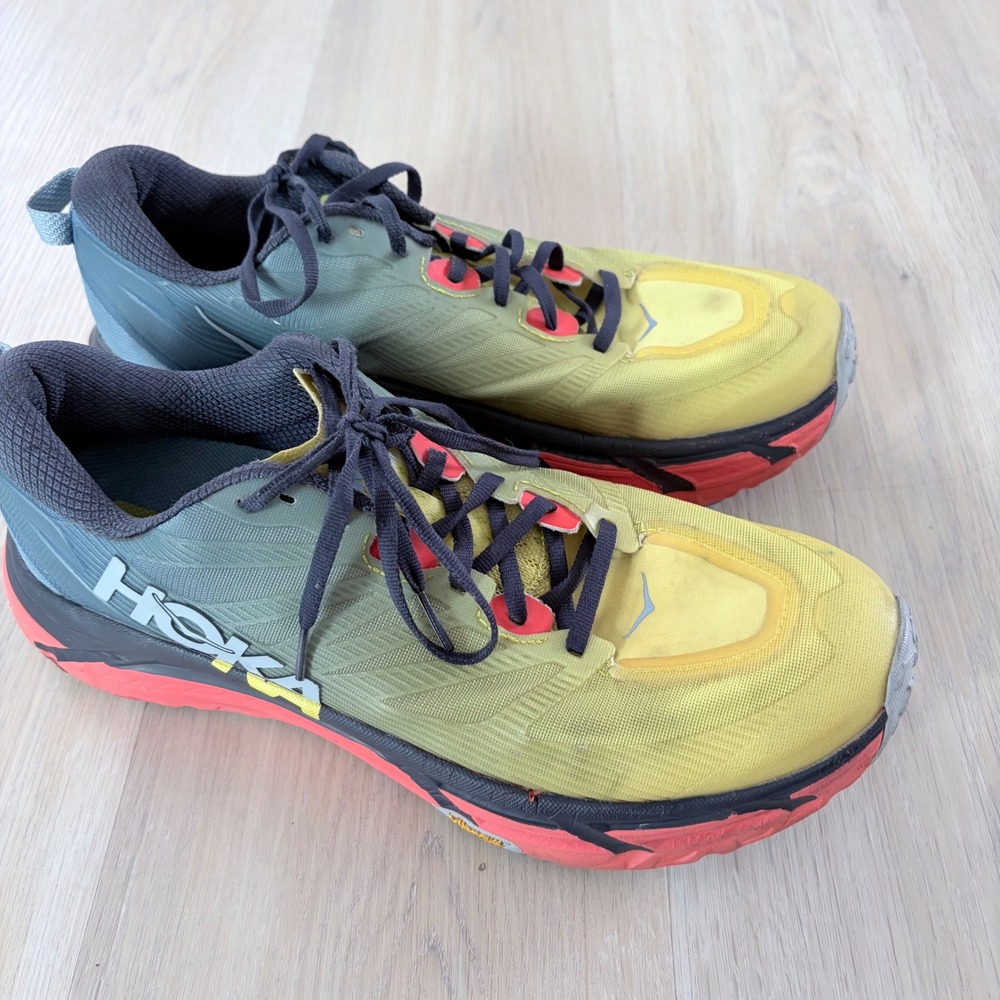 Hoka One Mafate Speed 3 Mens 11 Trail Running Shoes Yellow Grey walking hiking